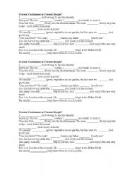 English worksheet: present continuous vs present simple