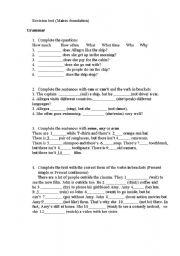 English Worksheet: revision test