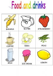 English Worksheet: Food and drinks flashcards 1/4