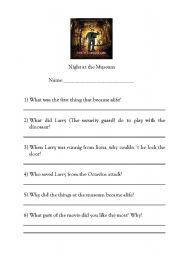 English Worksheet: Night at the museum