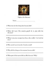 English Worksheet: Night at the museum