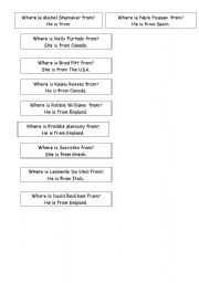 English worksheet: nationality game