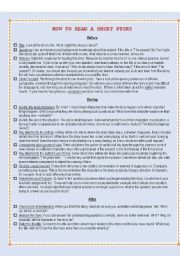 English Worksheet: How to read a short story
