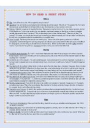 English Worksheet: How to read a short story