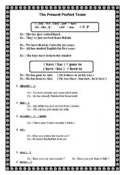 English worksheet: the present perfect , expressions and language function
