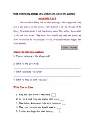 English Worksheet: Reading comprehension