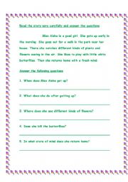 English Worksheet: Reading comprehension