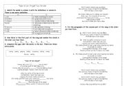 English Worksheet: a song worksheet