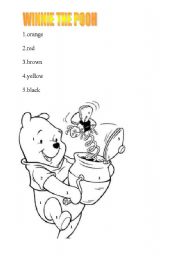 English worksheet: colours- winnie the pooh