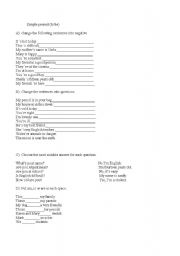English worksheet: Present Simple of be