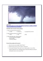 English Worksheet: Tornado Video and Discussion