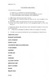 English Worksheet: FOOD AND BEVERAGE