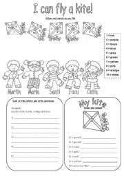 English Worksheet: I CAN FLY A KITE (possessives)