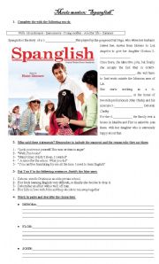 English Worksheet: Movie Spanglish