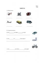 English worksheet: Transport