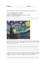 English Worksheet: Vincent (Starry,Starry Night)