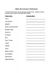 English worksheet: Proper and Common Nouns