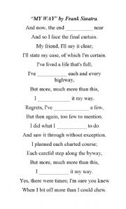 English Worksheet: Song: My Way By Frank Sinatra