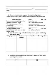 English Worksheet: Jah cure, True refection