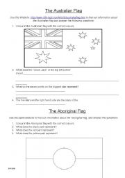 English Worksheet: Australian and Aboriginal Flags Webquest