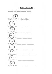 English Worksheet: What Time Is it ?    Quarter past, quarter to, half past, etc...