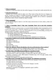 English Worksheet: Theory of Translation