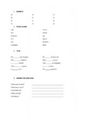 English worksheet: Headway Elementary Unit1