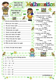 English Worksheet: MATHEMATICS IN ENGLISH 2