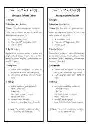 English Worksheet: Writing Checklist