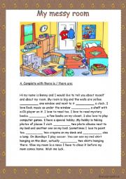 English Worksheet: My Messy Room  (2 pages)