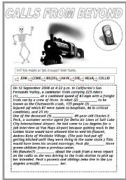 English Worksheet: CALLS FROM BEYOND (B&W VERSION) 