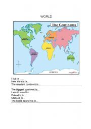 The continents worksheets