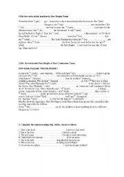English Worksheet: Past Simple Past Continuous