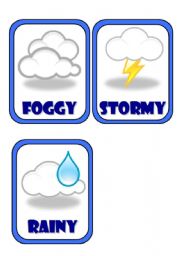 English Worksheet: Set of 7 weather flashcards