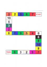 English Worksheet: Board game  Colours and numbers