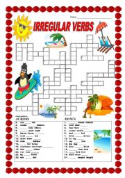 English Worksheet: Irregular verbs - crossword - No. 2