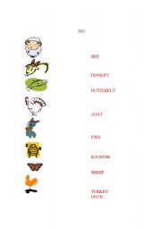 English Worksheet: animals