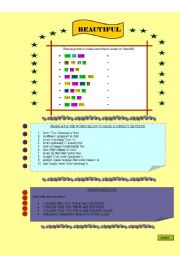 English Worksheet: BEAUTIFUL SYNONYMS