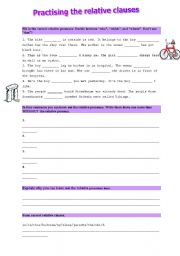 English Worksheet: Revising the relative clauses