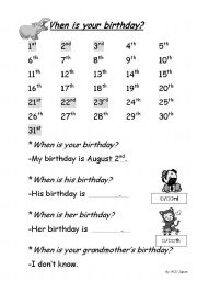 English Worksheet: Birthday..same day! Same month! same hour!