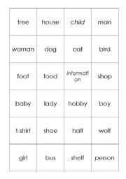English Worksheet: Plurals - game cards