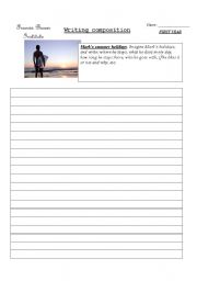 English worksheet: Writing composition: holidays