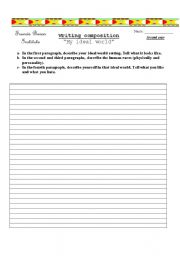 English worksheet: Writing composition: my ideal world