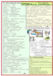 English Worksheet: ARTICLES