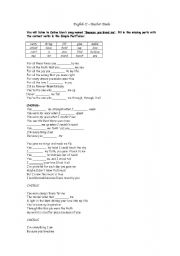 English worksheet: Celine Dion - Because You Loved Me - Simple Past