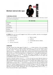 English Worksheet: Michael Jackson