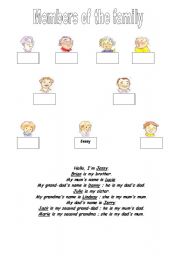 English Worksheet: Members of the family