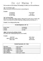 English Worksheet: Do or Make?