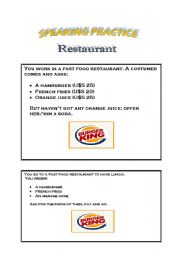 English Worksheet: Restaurant speaking practice