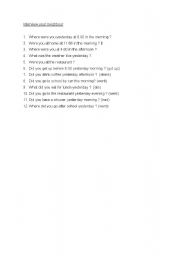 English Worksheet: Interviex past tense